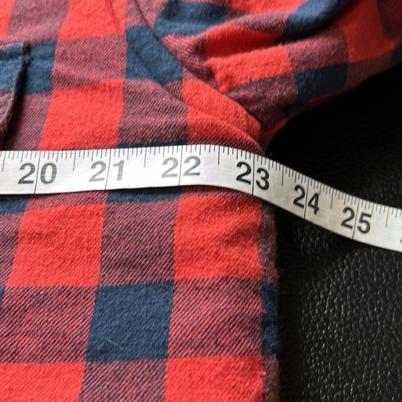 J Crew Mens Shacket Sherpa Lined Red and Blue Plaid Jacket Outdoor Fleece Sz L - Picture 10 of 11